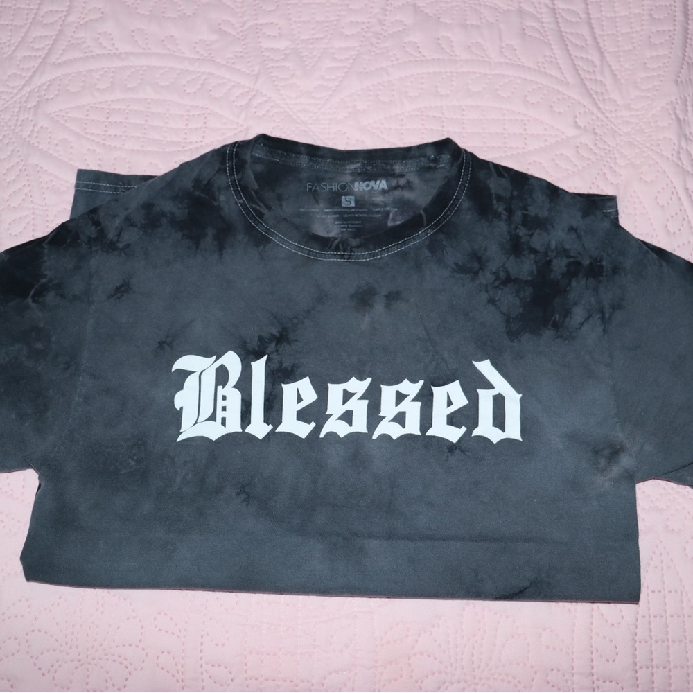 Fashion Nova Charcoal 'Blessed' Tee